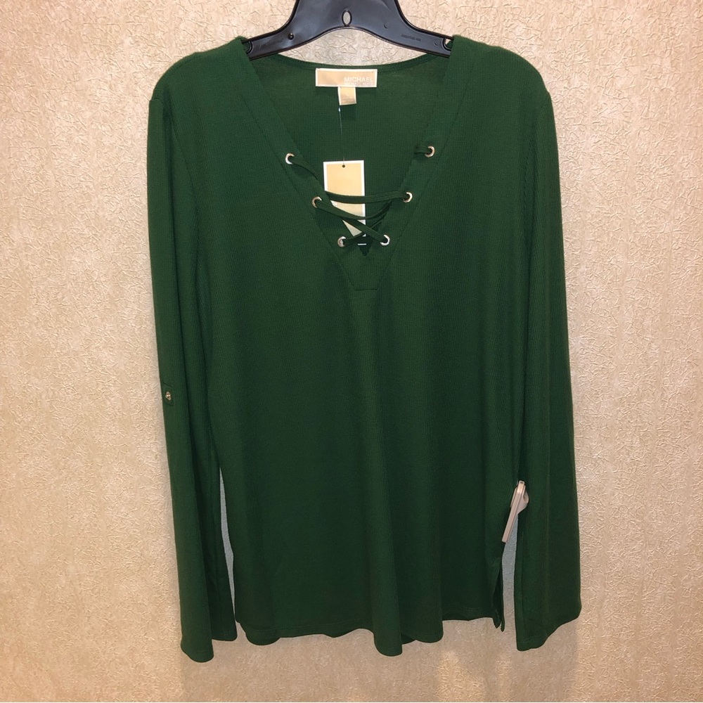 Michael Kors Green Long Sleeve Blouse Size Large (New With Tags)